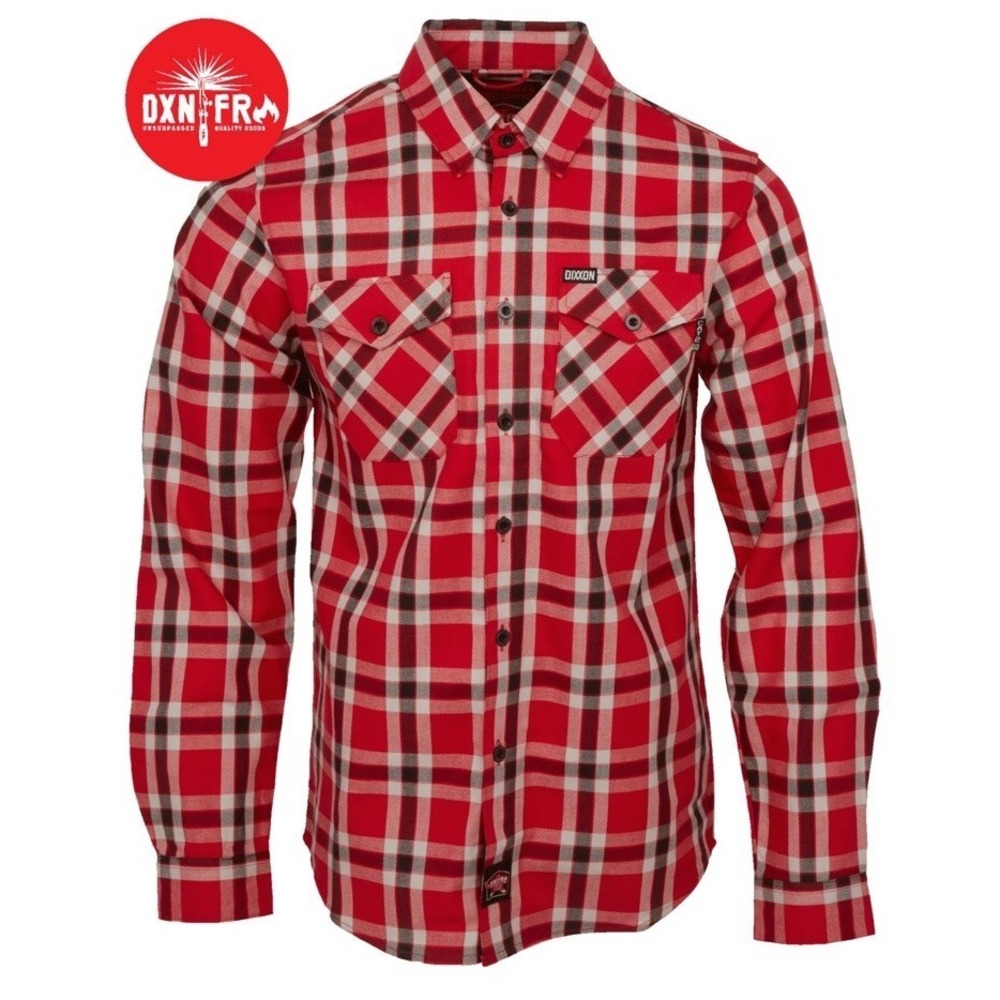 Dixxon Flannel The Furnace FR‎ Shirt Red White Plaid Heavyweight Men XS NWOT